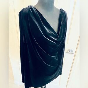 New NY & CO. Black Velvet Cowl Neck Top